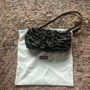 Staud beaded convertible bean pouch - zebra print.